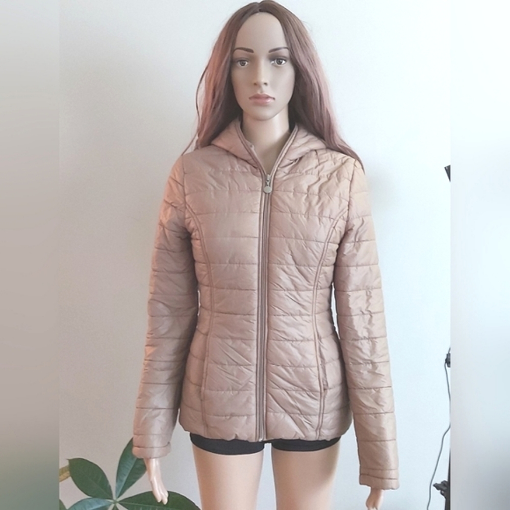 JUNKER Tan Puffer Jacket Neutral Hooded